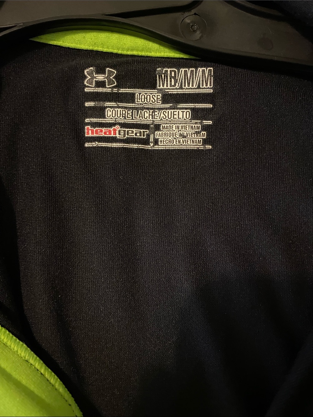 Under Armour men’s size medium Black Pullover with Neon Green Logo and Zipper - Picture 2 of 3